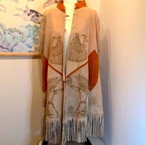 1970’s hand tooled hand crafted in Mexico suede cape.